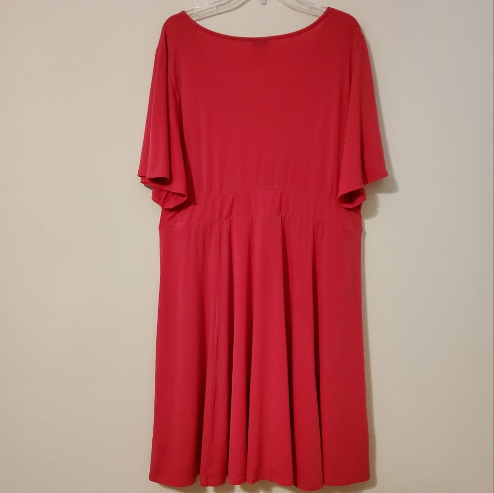 Torrid Stretch Solid Pink Short Flare Sleeve Shif… - image 4